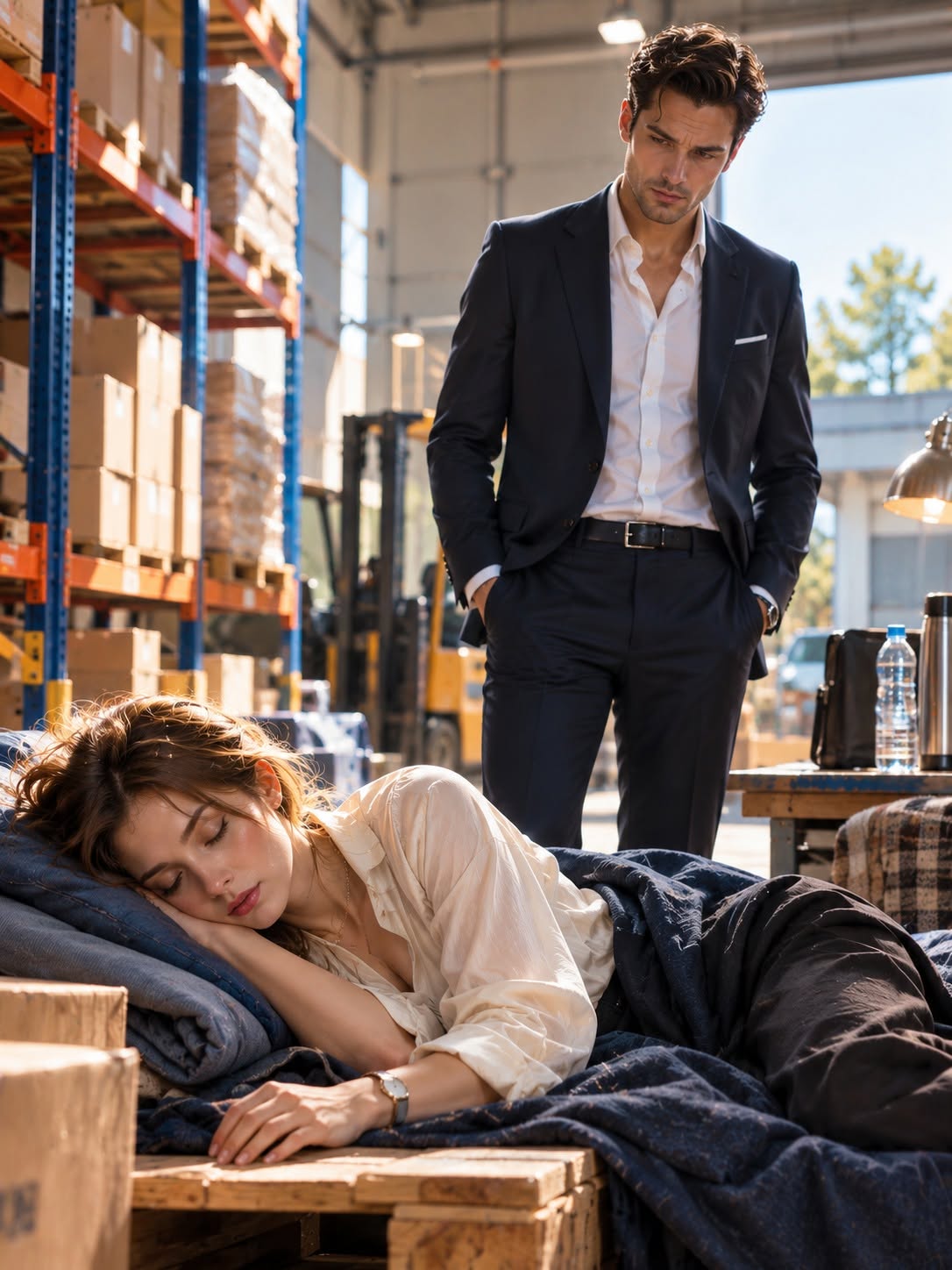 The Mafia Boss Found His Temp Secretary Sleeping On The Concrete In The Company Warehouse—When He Opened Her Cheap Notebook, He Froze